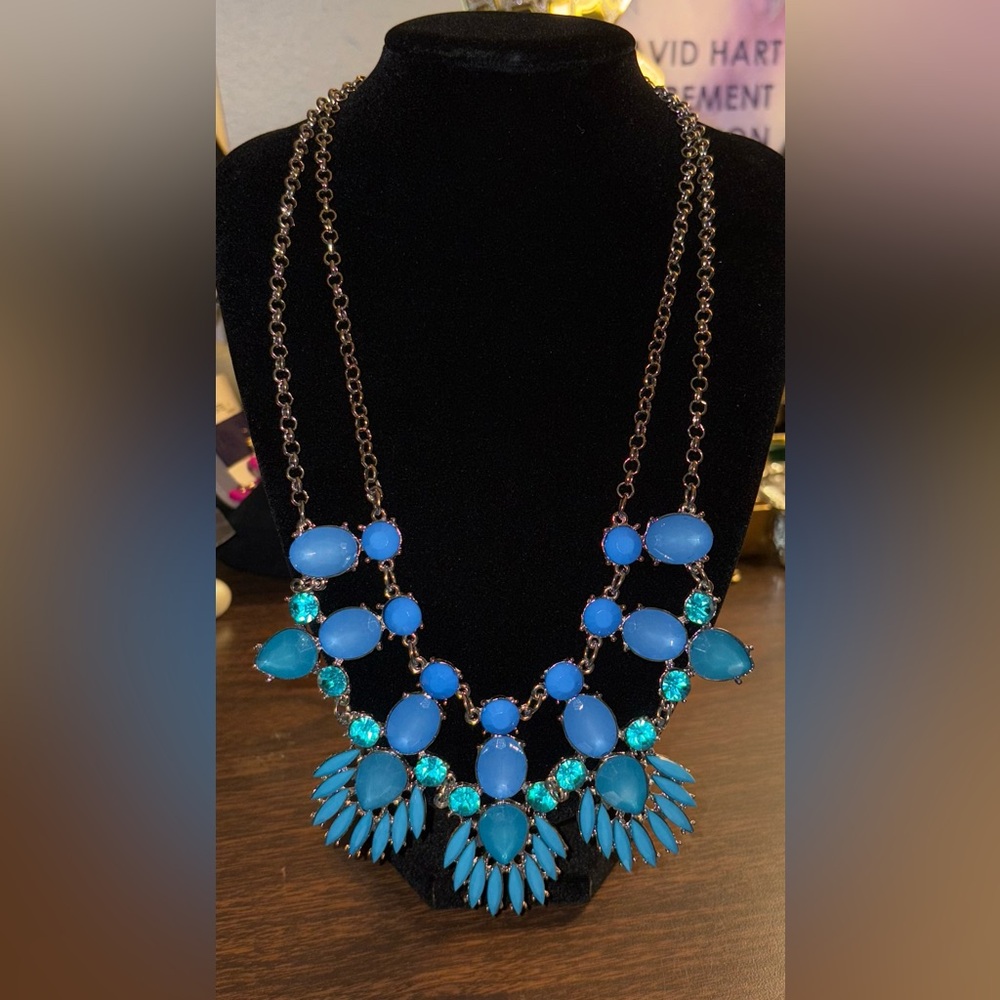 Spectacular Blue Statement Necklace - image 1